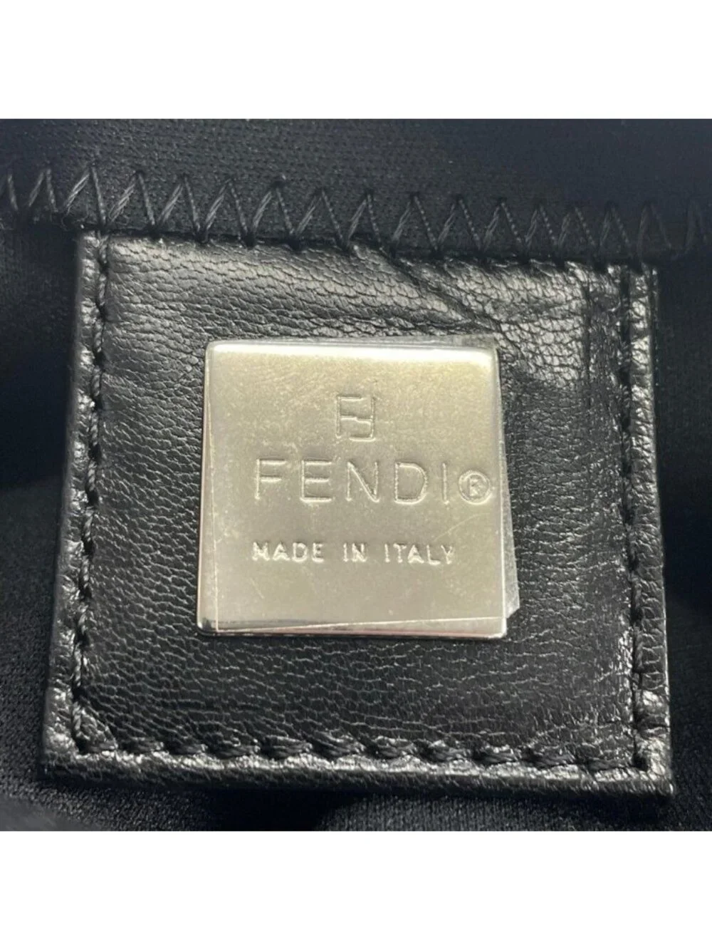 Fendi Handbag Mamma Bucket Satin Black Silver